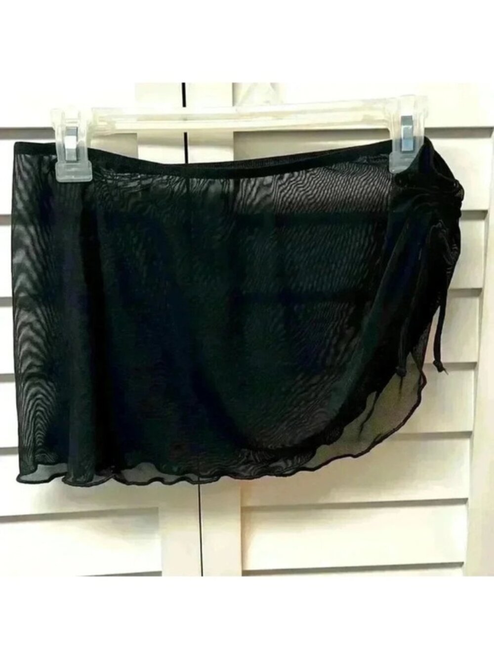 Black Mesh CoverUp Skirt with Drawstring - Size S